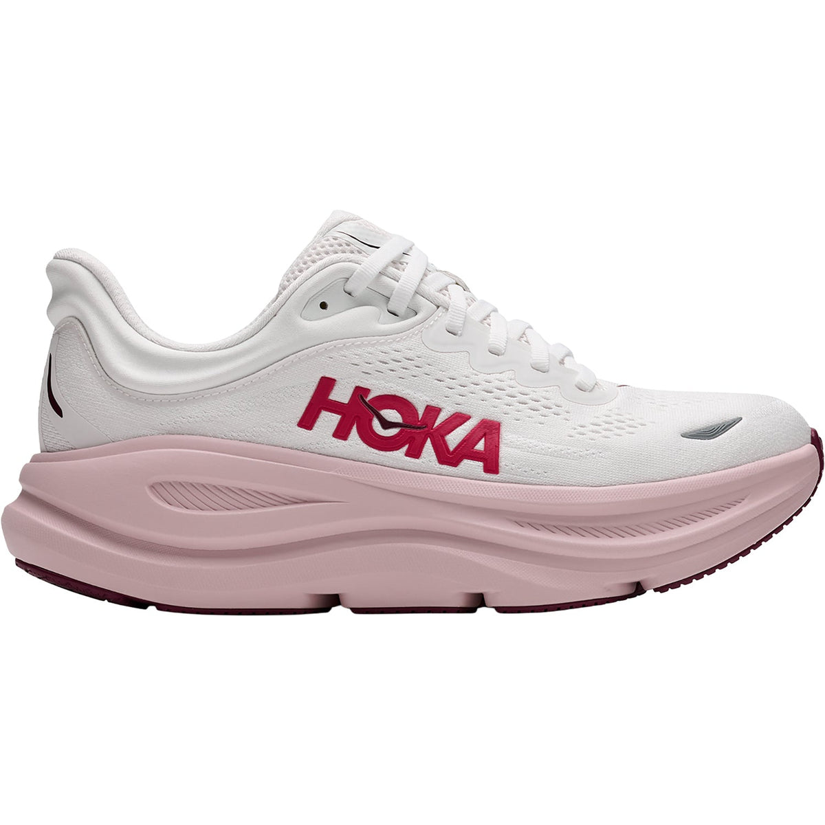 Hoka Bondi 9 Women's Athletic Shoes White/Pink Opal (Neutral Support)