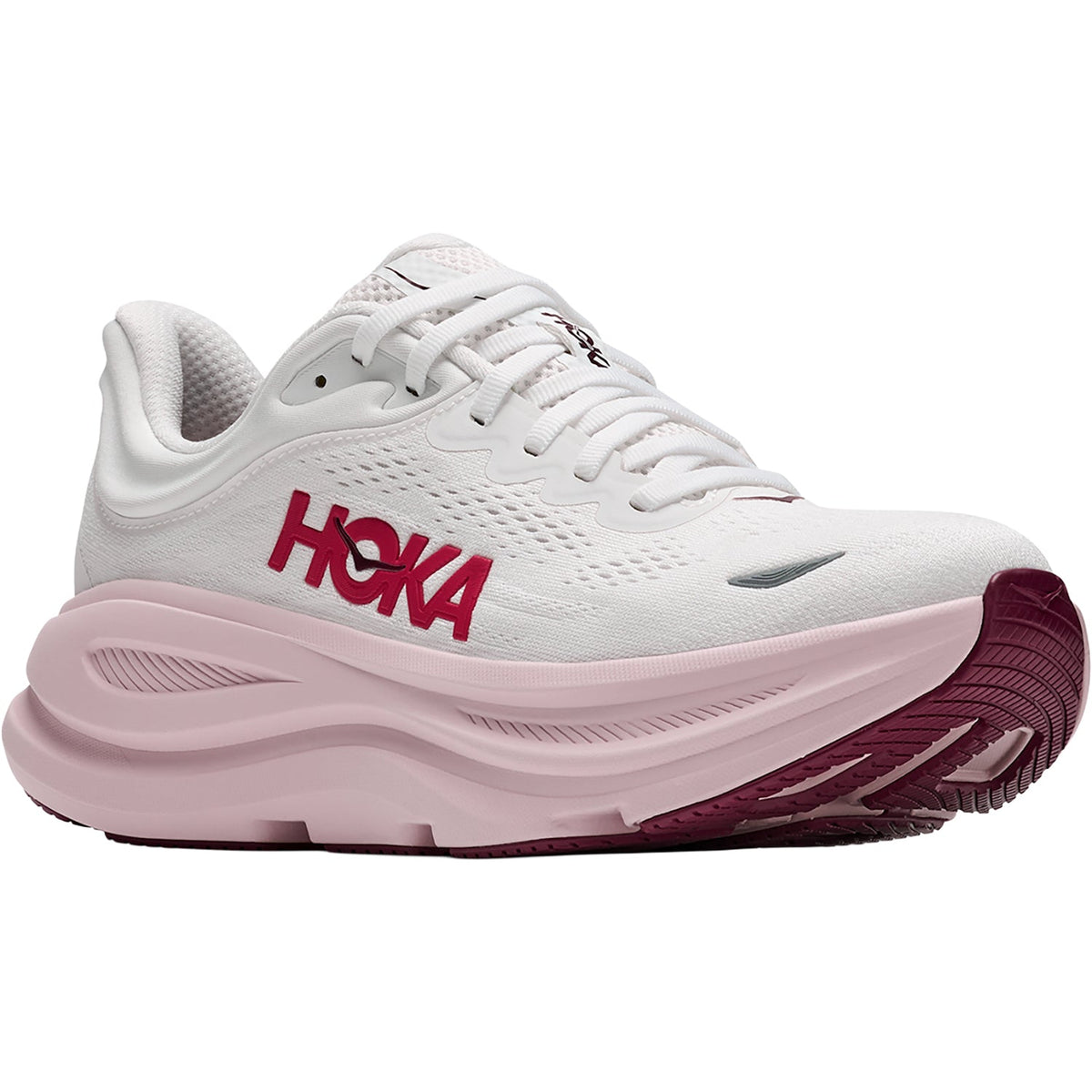 Hoka Bondi 9 Women's Athletic Shoes White/Pink Opal (Neutral Support)