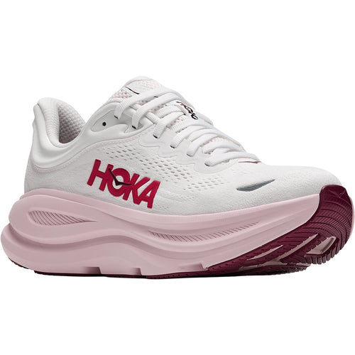 Hoka Bondi 9 Women's Athletic Shoes White/Pink Opal (Neutral Support)