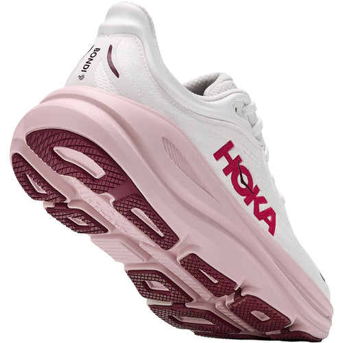 Hoka Bondi 9 Women's Athletic Shoes White/Pink Opal (Neutral Support)