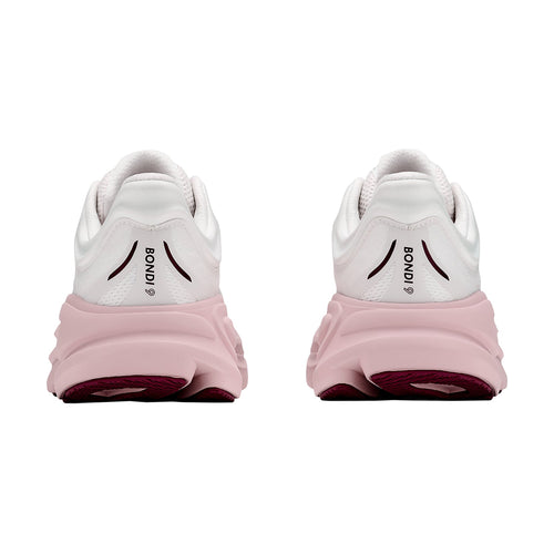 Hoka Bondi 9 Women's Athletic Shoes White/Pink Opal (Neutral Support)