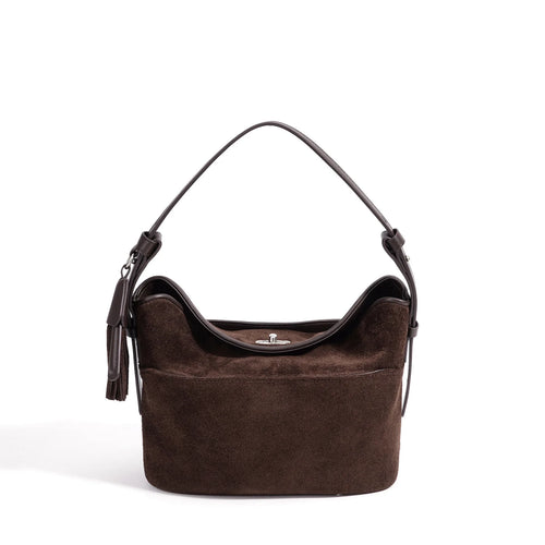 The Cesta Suede Bucket Bag