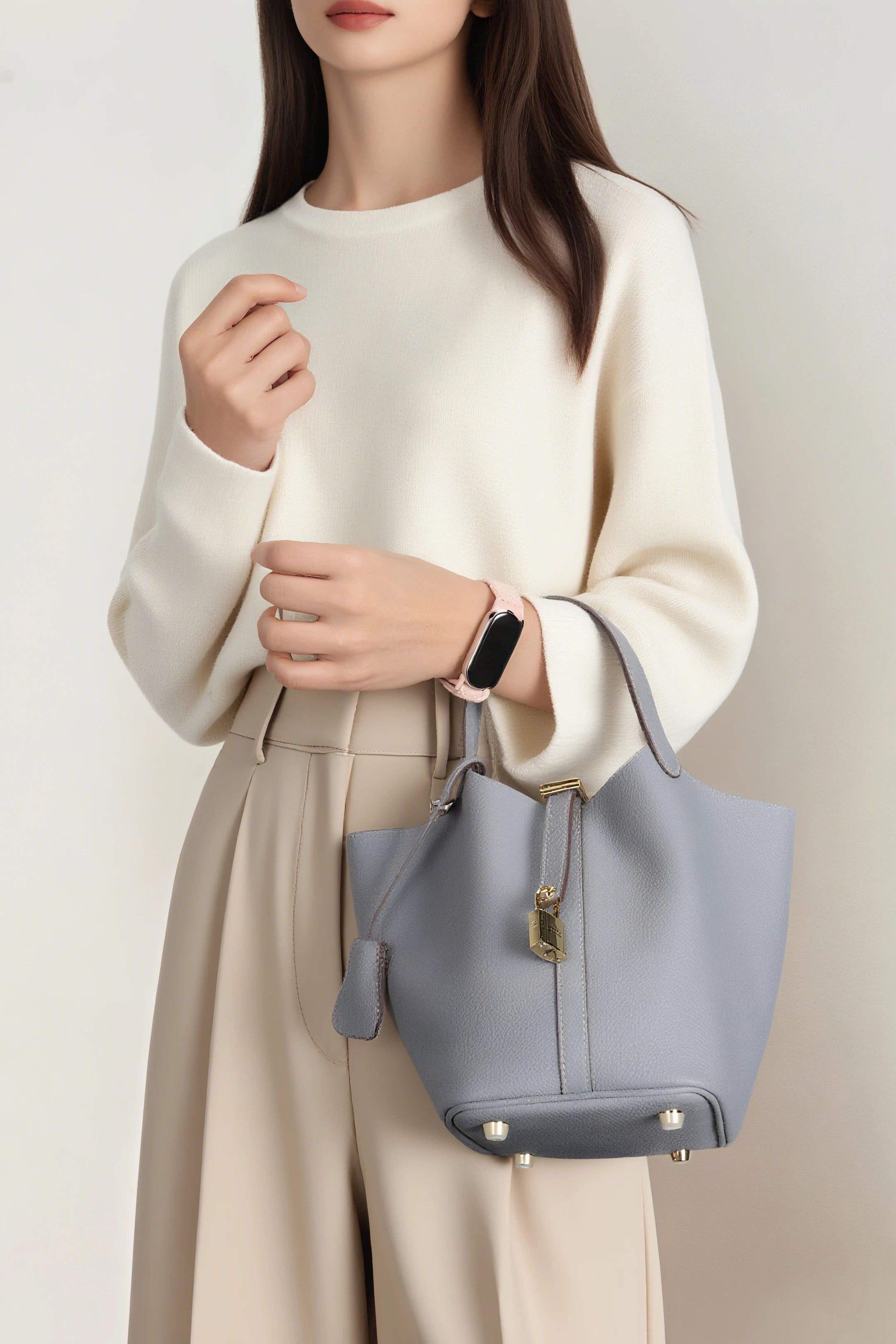 Genuine Leather Bucket Bag