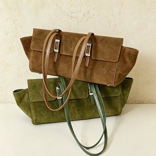 The Fibbia Suede Shoulder Bag