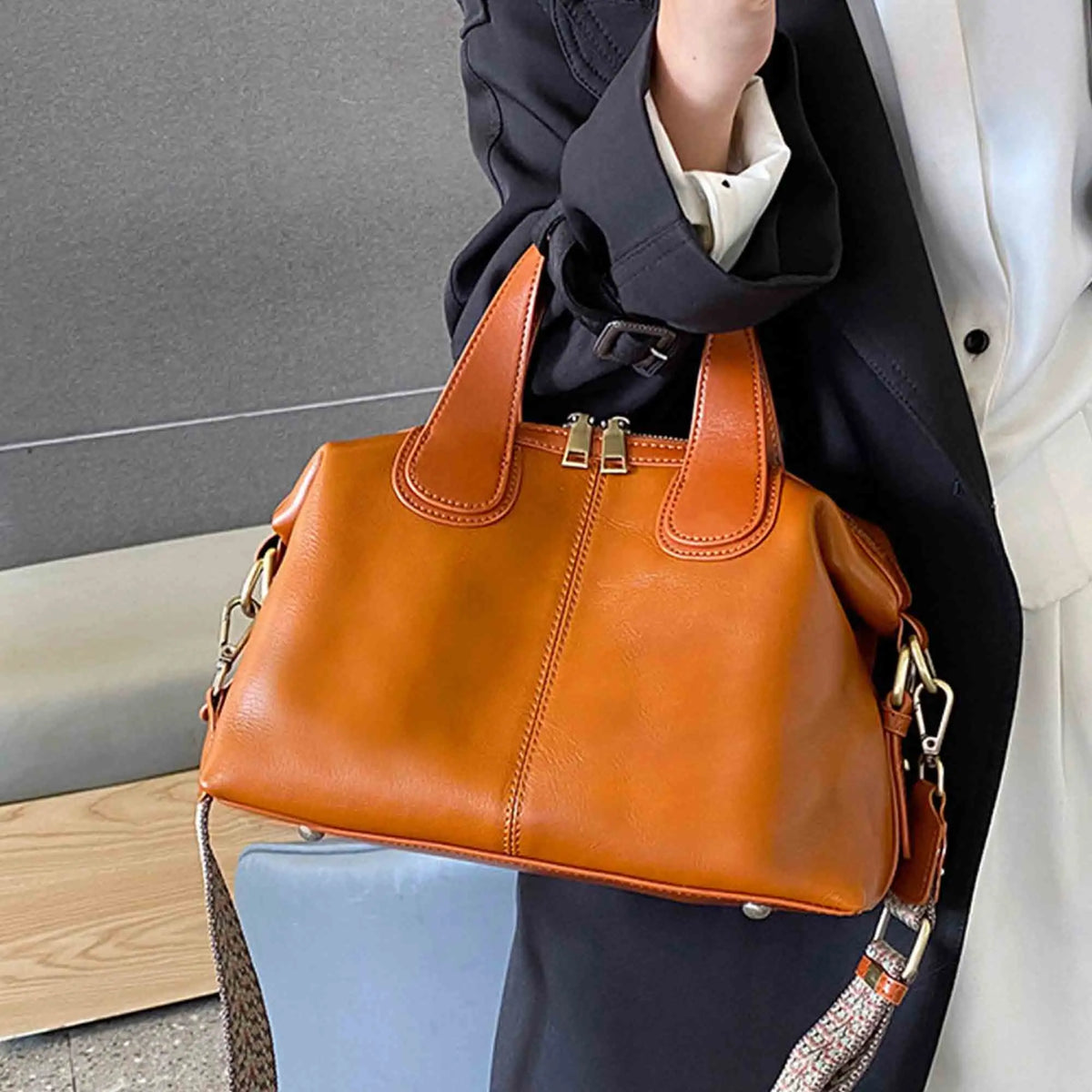 The Brera Leather Bowling Bag