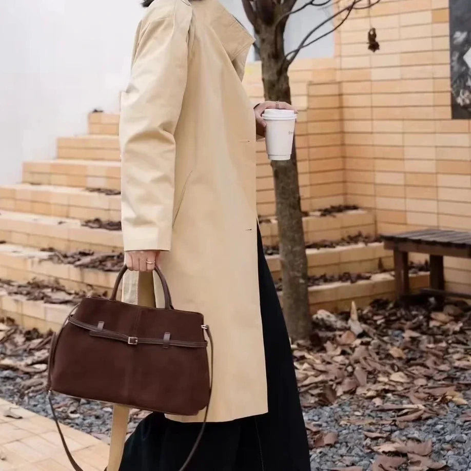 The Loggia Suede Satchel