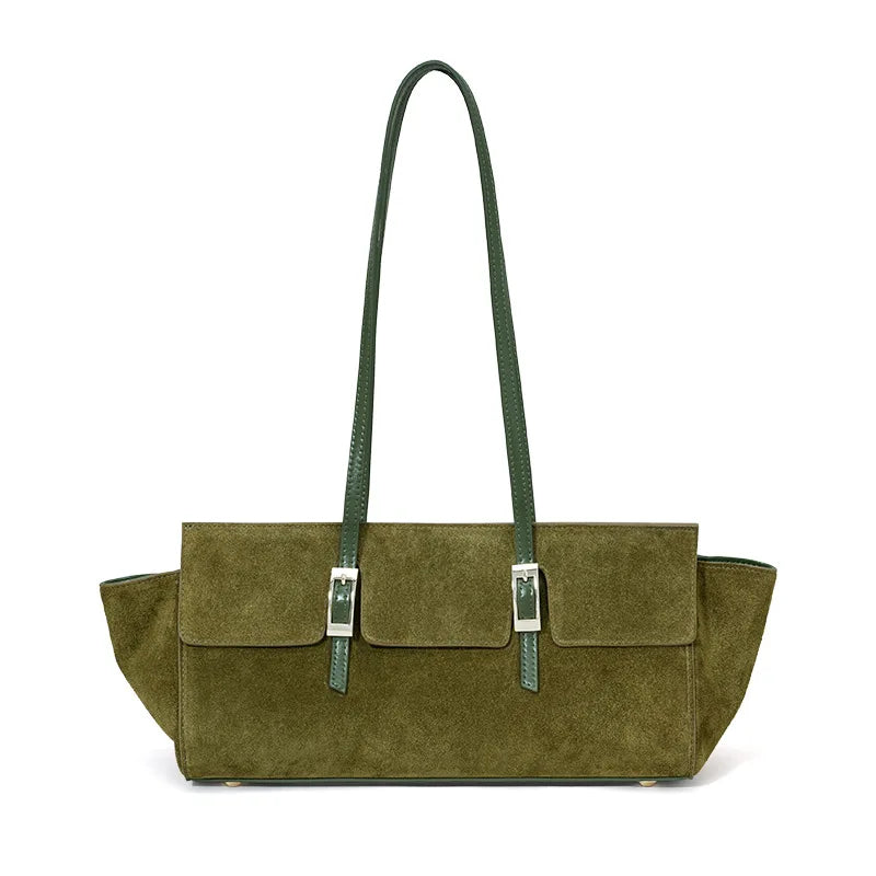 The Fibbia Suede Shoulder Bag