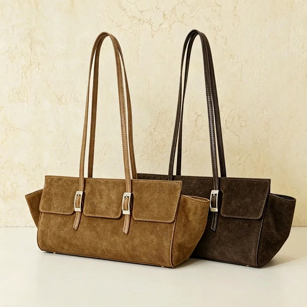 The Fibbia Suede Shoulder Bag