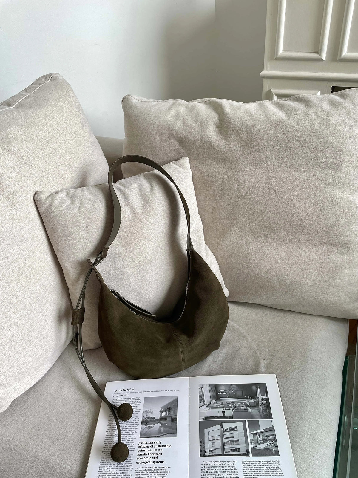 The Mezzaluna Suede Crossbody