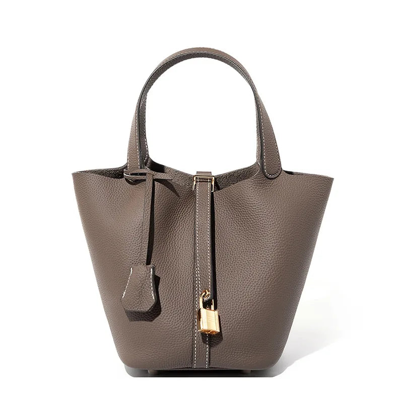 Genuine Leather Bucket Bag
