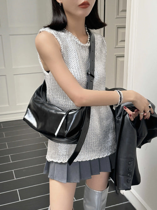 The Conchiglia Leather Crescent Bag