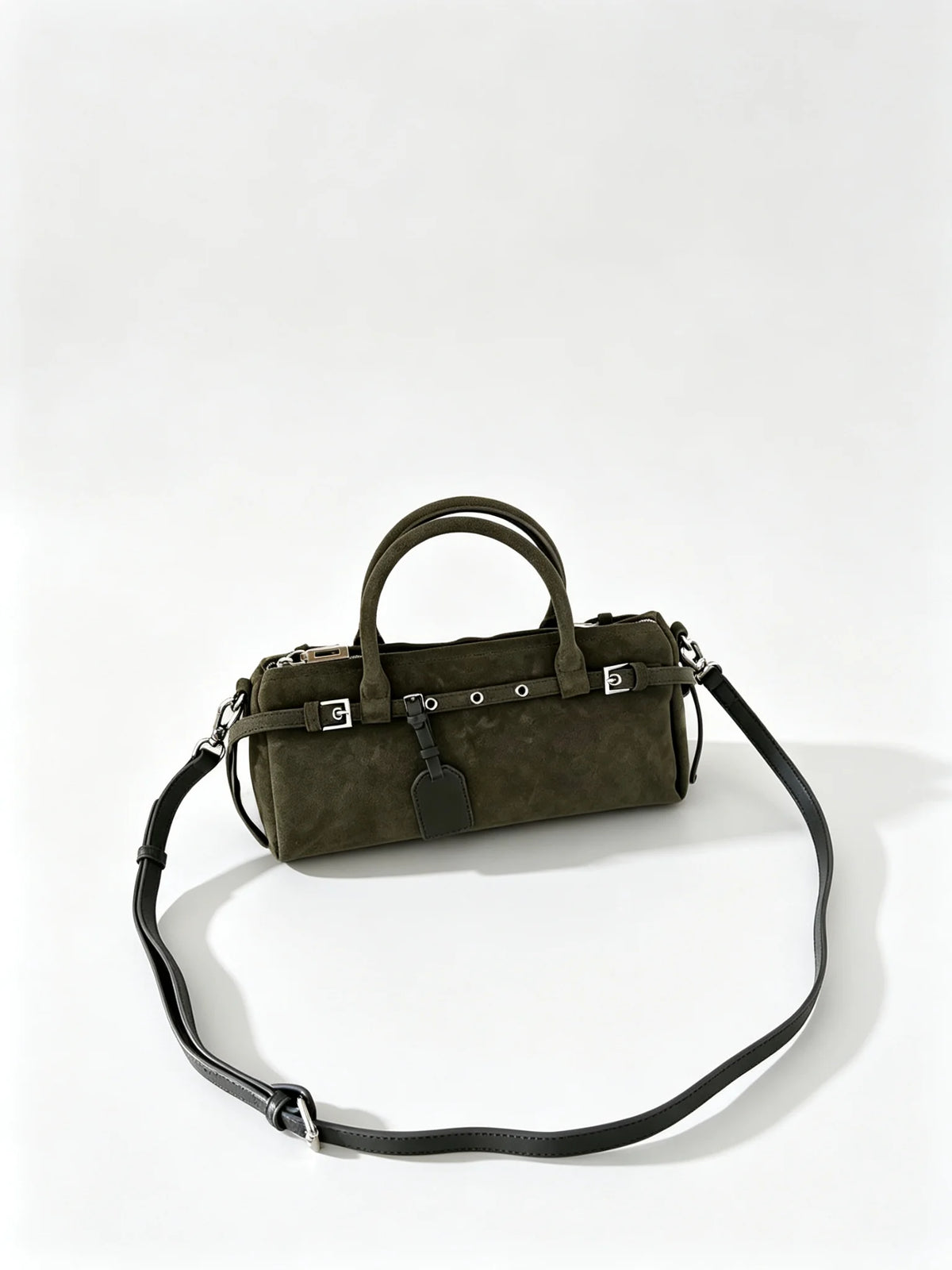 The Cilindro Suede Bowling Bag