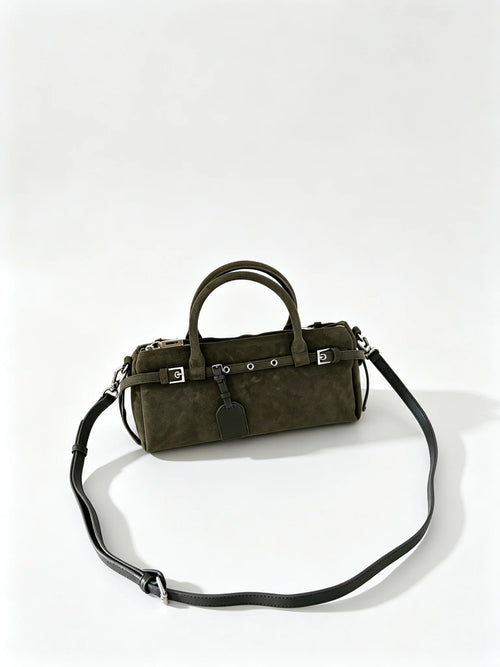 The Cilindro Suede Bowling Bag