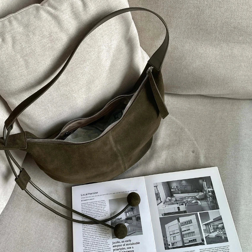 The Mezzaluna Suede Crossbody