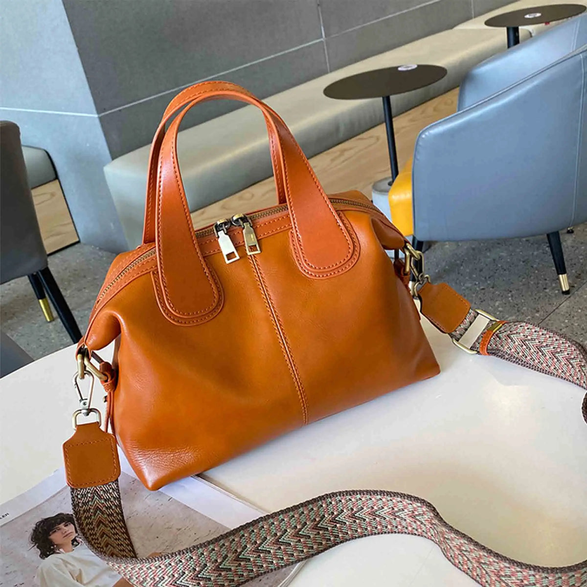 The Brera Leather Bowling Bag