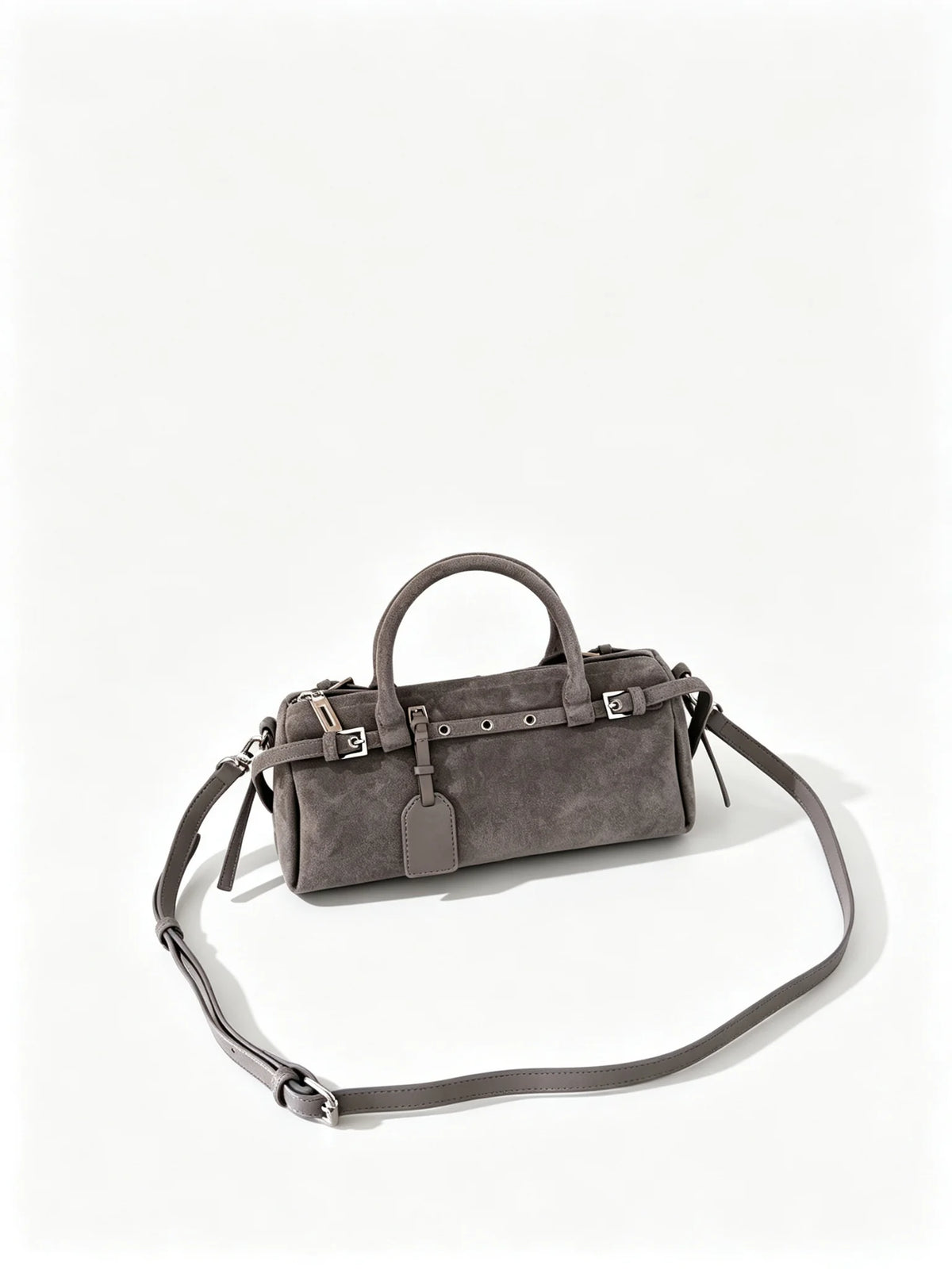 The Cilindro Suede Bowling Bag