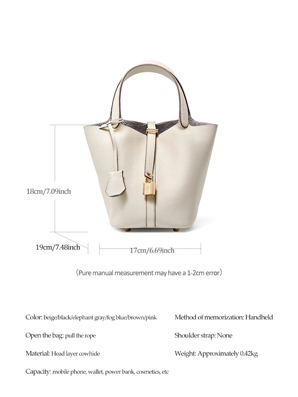 Genuine Leather Bucket Bag