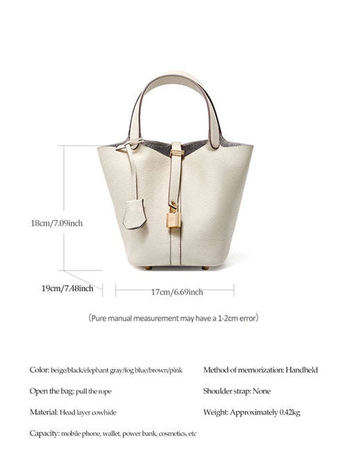 Genuine Leather Bucket Bag