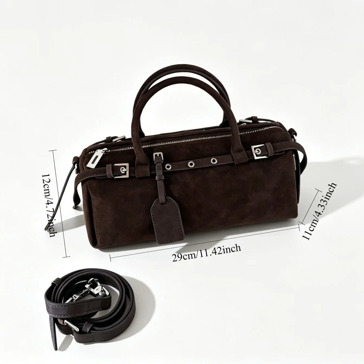The Cilindro Suede Bowling Bag