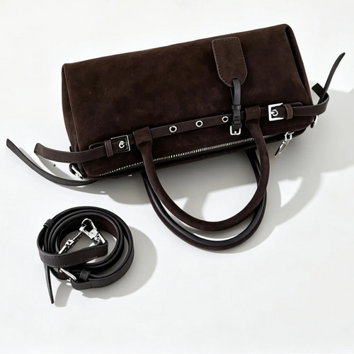 The Cilindro Suede Bowling Bag