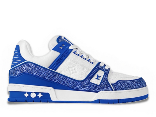 Louis Vuitton Trainer White &amp; Blue Crystal