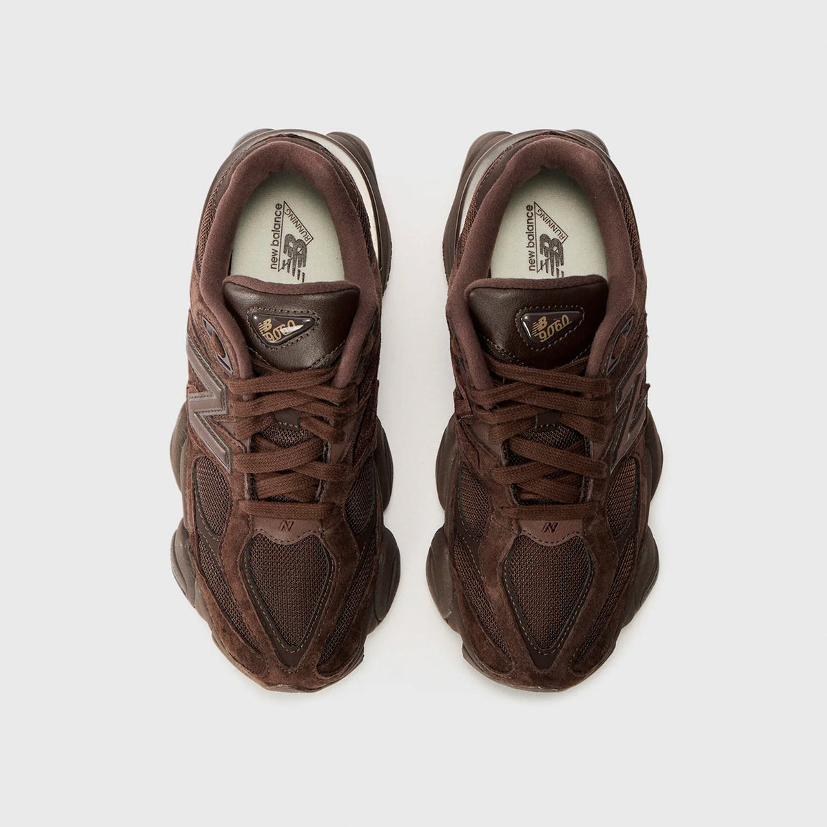 New Balance 9060 Chocolate pair from above